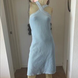 House of Harlow 1960 Light Blue Ribbed Midi Dress